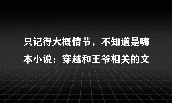 只记得大概情节，不知道是哪本小说：穿越和王爷相关的文