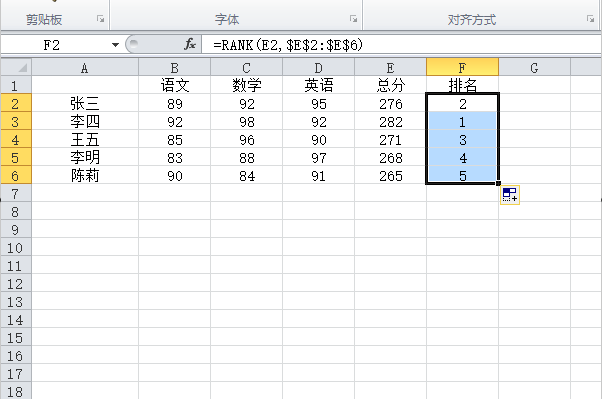 excel如何排名次?