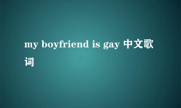 my boyfriend is gay 中文歌词