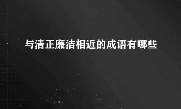 与清正廉洁相近的成语有哪些