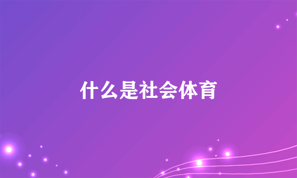 什么是社会体育