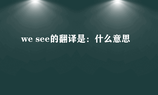 we see的翻译是：什么意思