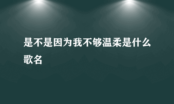 是不是因为我不够温柔是什么歌名