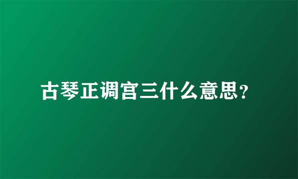 古琴正调宫三什么意思？