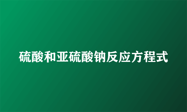 硫酸和亚硫酸钠反应方程式