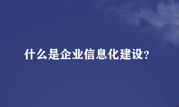 什么是企业信息化建设？