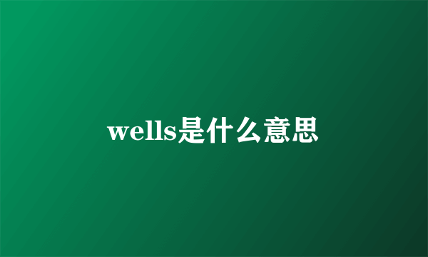 wells是什么意思