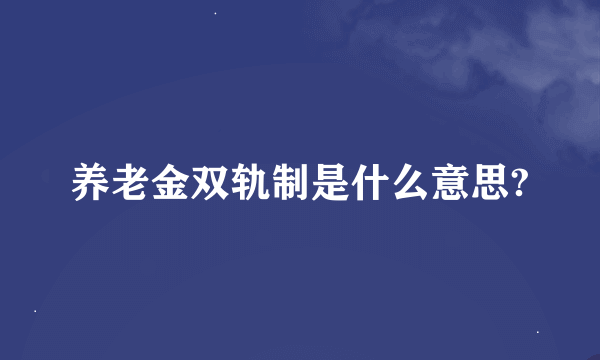 养老金双轨制是什么意思?