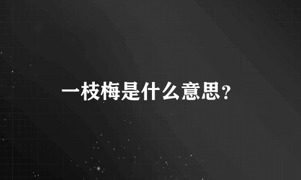 一枝梅是什么意思？