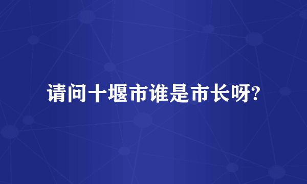 请问十堰市谁是市长呀?