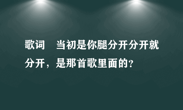 歌词 当初是你腿分开分开就分开，是那首歌里面的？