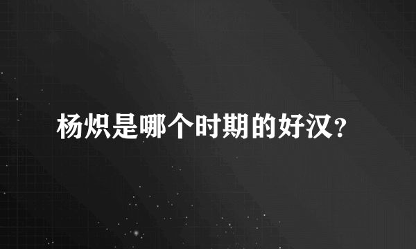 杨炽是哪个时期的好汉？