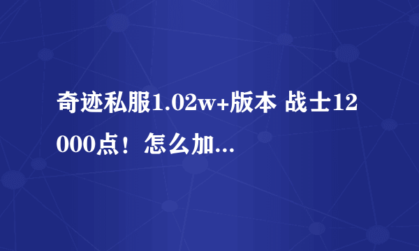 奇迹私服1.02w+版本 战士12000点！怎么加PK才厉害！