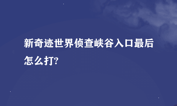 新奇迹世界侦查峡谷入口最后怎么打?