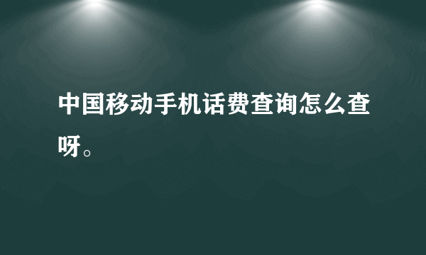 中国移动手机话费查询怎么查呀。