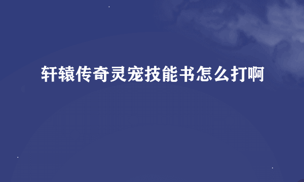 轩辕传奇灵宠技能书怎么打啊