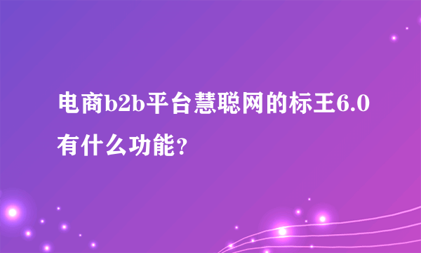 电商b2b平台慧聪网的标王6.0有什么功能？