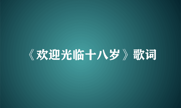 《欢迎光临十八岁》歌词