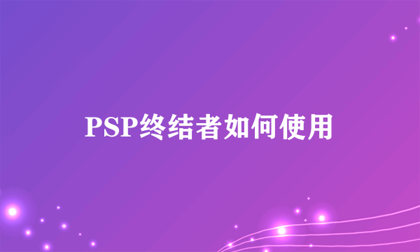 PSP终结者如何使用