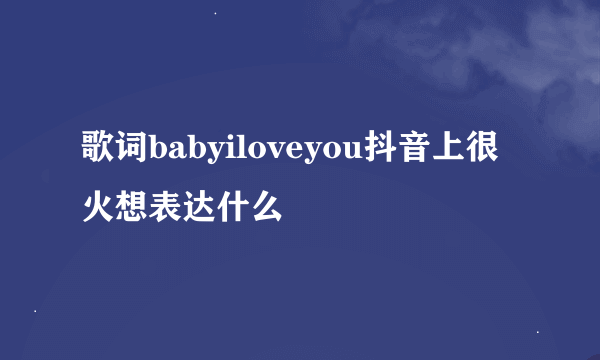 歌词babyiloveyou抖音上很火想表达什么