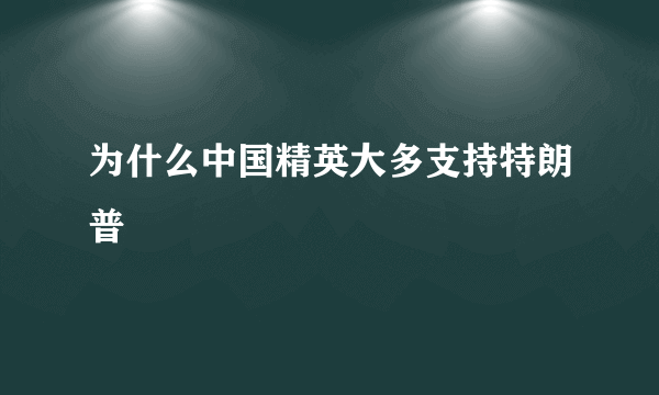 为什么中国精英大多支持特朗普