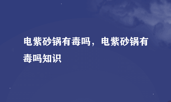 电紫砂锅有毒吗，电紫砂锅有毒吗知识