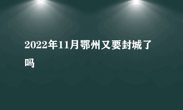 2022年11月鄂州又要封城了吗