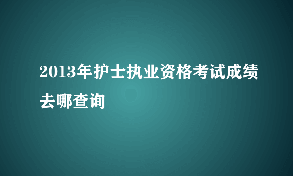 2013年护士执业资格考试成绩去哪查询