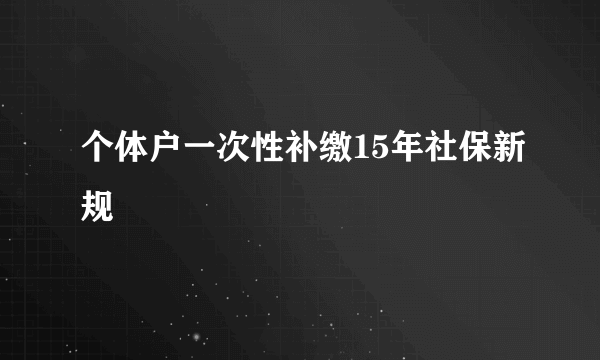 个体户一次性补缴15年社保新规