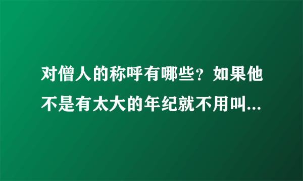 对僧人的称呼有哪些？如果他不是有太大的年纪就不用叫方丈或者长老啥的吧？