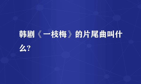 韩剧《一枝梅》的片尾曲叫什么?