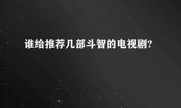 谁给推荐几部斗智的电视剧?