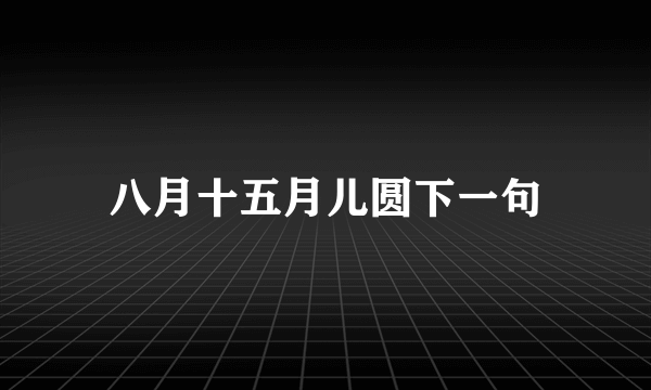 八月十五月儿圆下一句