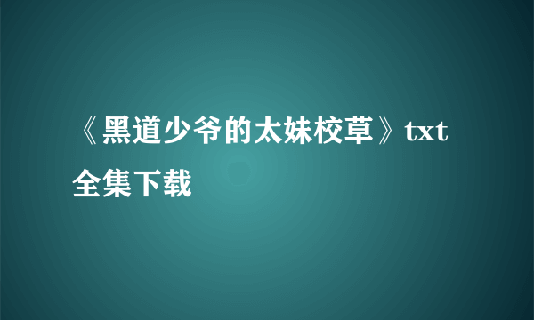 《黑道少爷的太妹校草》txt全集下载