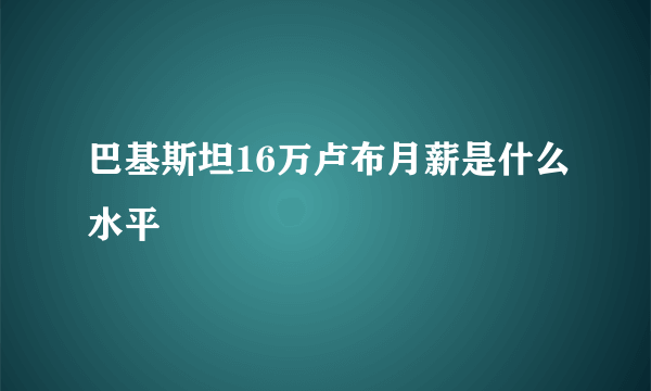 巴基斯坦16万卢布月薪是什么水平