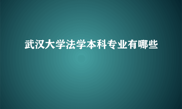 武汉大学法学本科专业有哪些