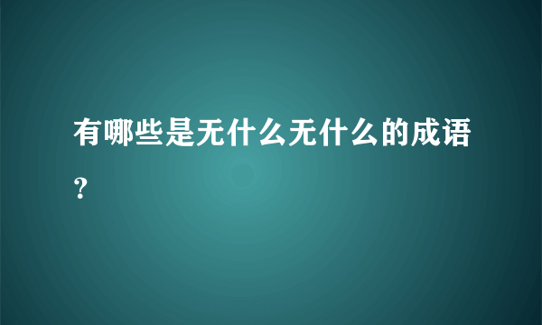 有哪些是无什么无什么的成语？