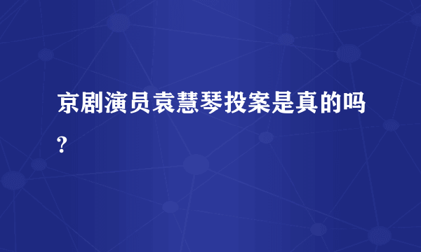 京剧演员袁慧琴投案是真的吗?