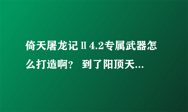 倚天屠龙记Ⅱ4.2专属武器怎么打造啊？ 到了阳顶天之魂 但是没用啊东西都带齐了 求解啊