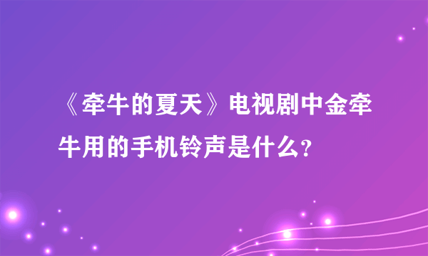 《牵牛的夏天》电视剧中金牵牛用的手机铃声是什么？