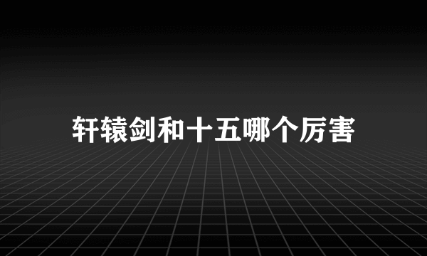 轩辕剑和十五哪个厉害