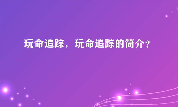 玩命追踪，玩命追踪的简介？