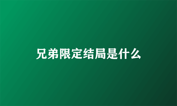 兄弟限定结局是什么