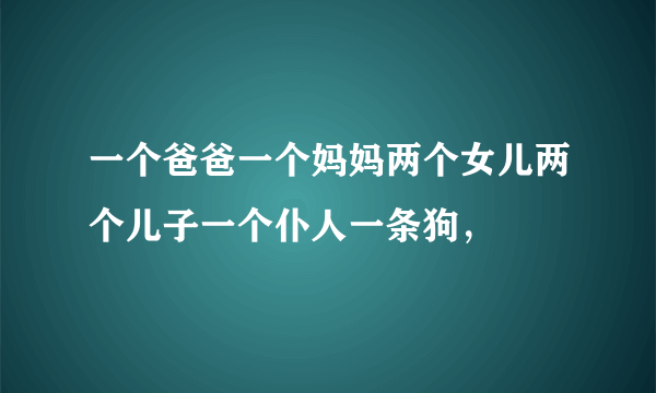 一个爸爸一个妈妈两个女儿两个儿子一个仆人一条狗，