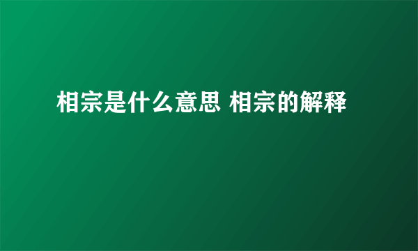 相宗是什么意思 相宗的解释