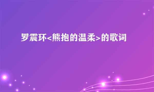 罗震环<熊抱的温柔>的歌词