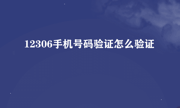 12306手机号码验证怎么验证