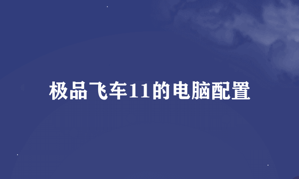 极品飞车11的电脑配置