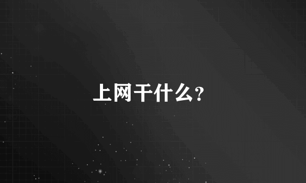 上网干什么？