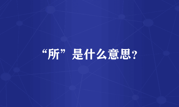 “所”是什么意思？